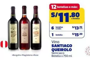 Santiago Queirolo - Vino Semi seco Botella