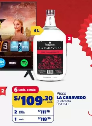 La Caravedo - Pisco Quebranta Und. x 4 L