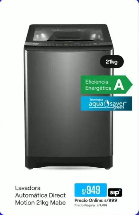 Mabe - Lavadora Automática Direct Motion 21kg