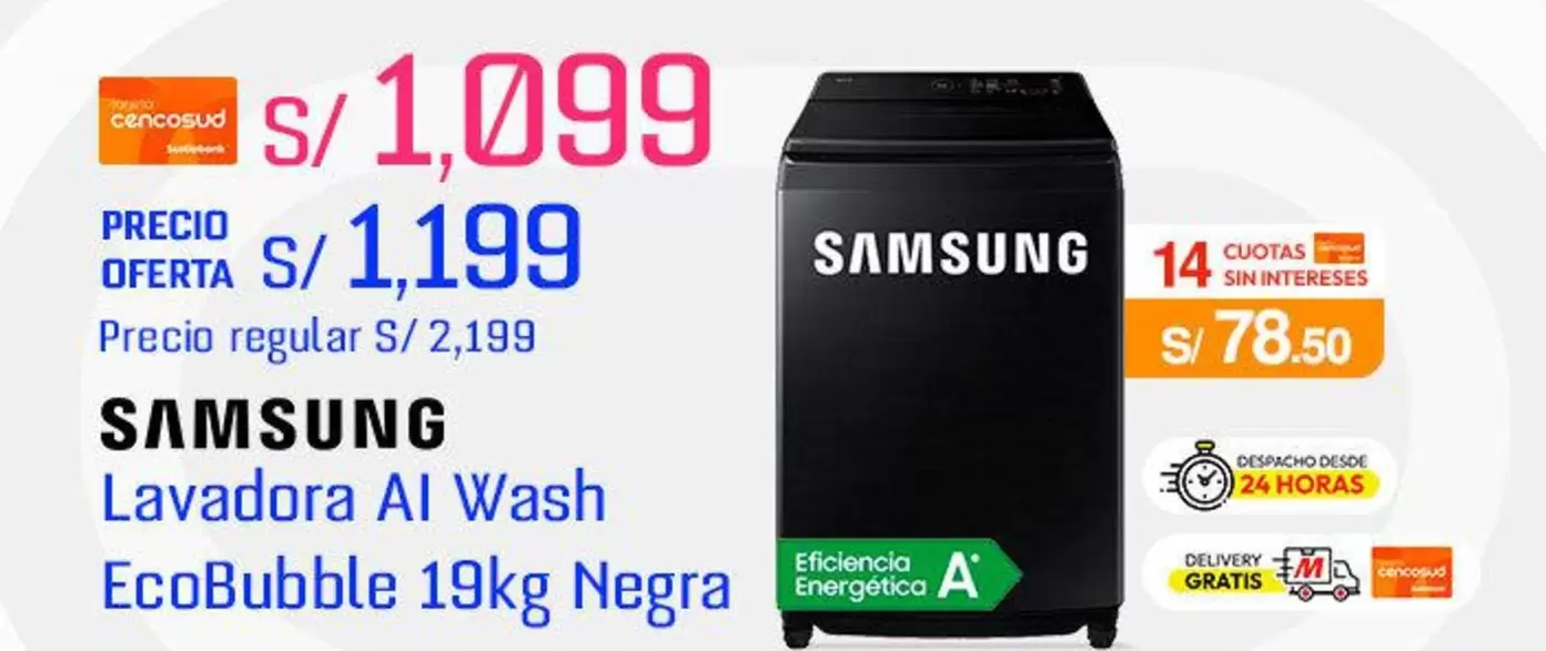 Samsung - Lavadora AI Wash EcoBubble 19kg Negra