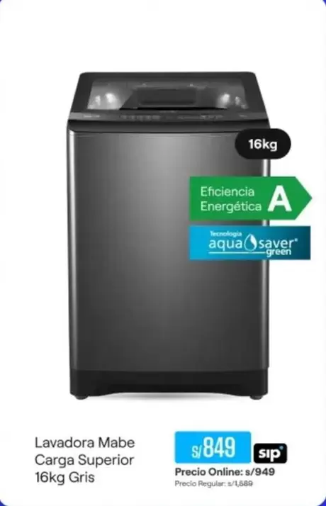 Mabe - Lavadora Carga Superior 16kg Gris