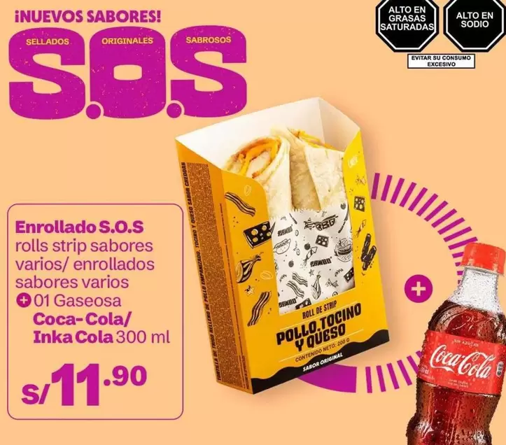 Coca-Cola - Enrollado S.O.S rolls strip sabores varios