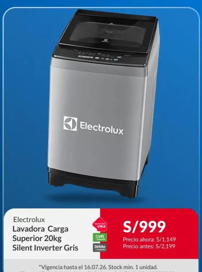 Electrolux - Lavadora Carga Superior 20kg Silent Inverter