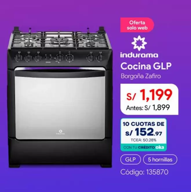 Indurama - Cocina GLP Borgoña Zafiro
