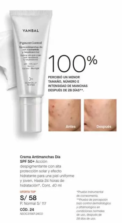 Yanbal - Crema Antimanchas Día SPF 50+ Acción despigmentante