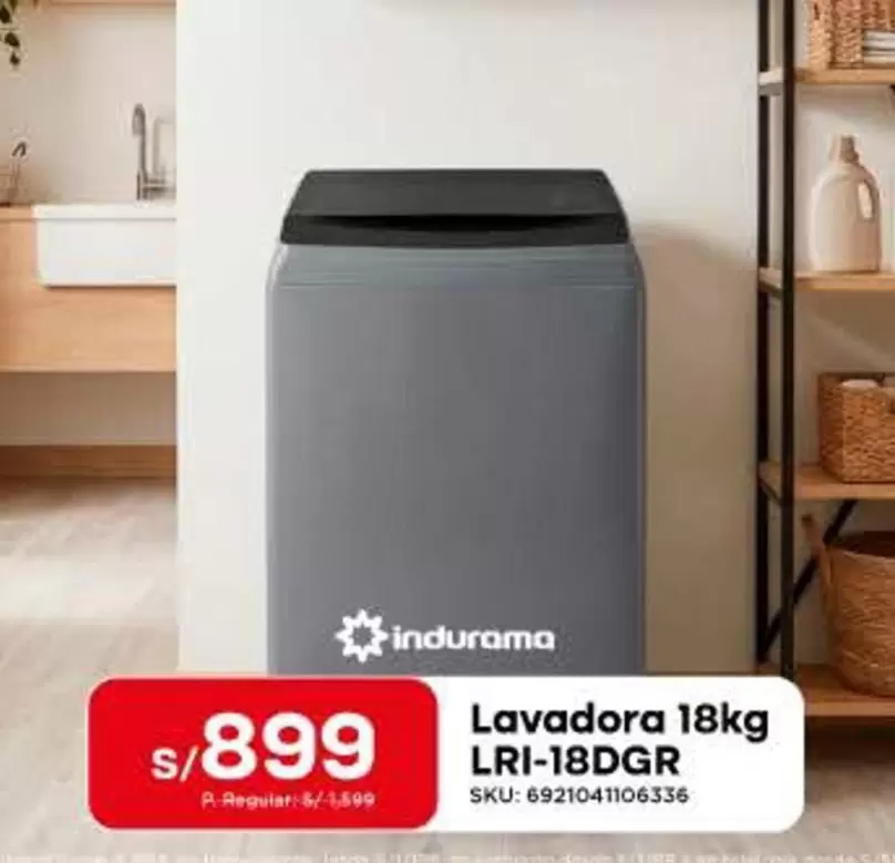 Indurama - Lavadora 18kg LRI-18DGR