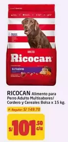 Ricocan - Alimento para Perro Adulto Multisabores/ Cordero y Cereales Bolsa
