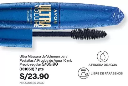 Avon - Ultra Máscara de Volumen para Pestañas A Prueba de Agua (131053)