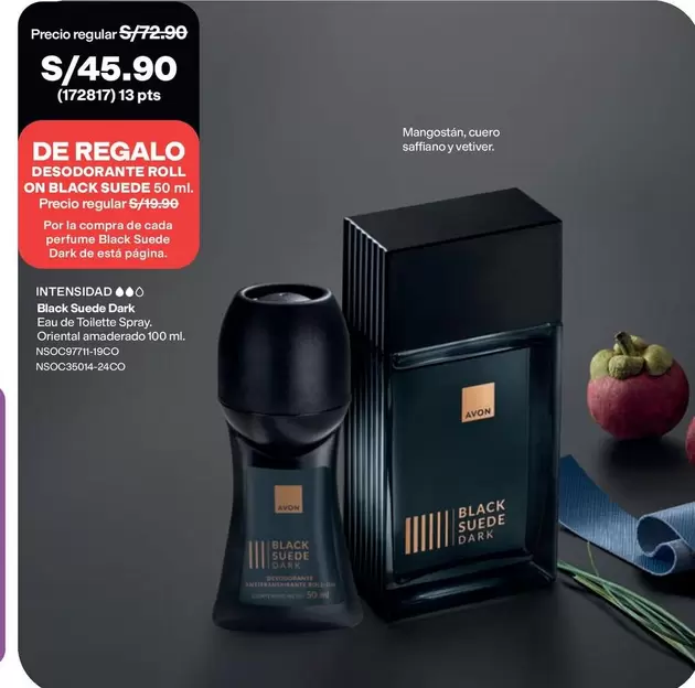 Avon - Black Suede Dark Eau de Toilette Spray Oriental amaderado
