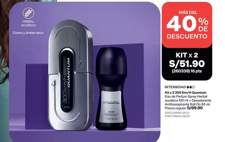 Herbal - KIT x 2 Eau de Parfum Spray  Aquatico 100 ml + Deodorant Antiperspirant Roll On 50 ml