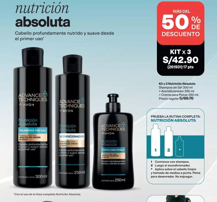 Avon - Nutrición Absoluta Shampoo Sin Acondicionador