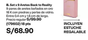 Oro - Set x 9 Aretes Back to Reality (179602)