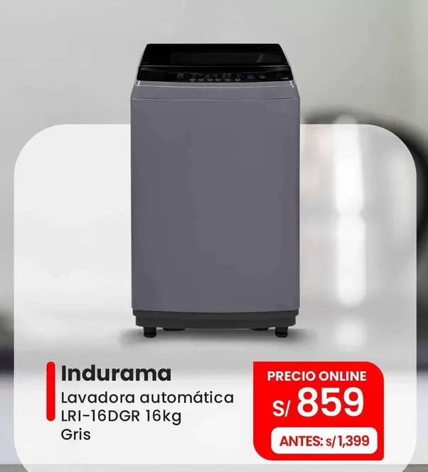 Indurama - Lavadora automática LRI-16DGR 16kg