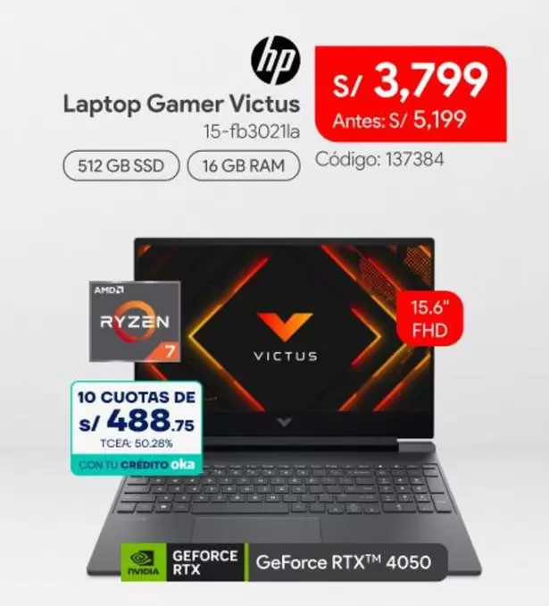 Hp - Laptop Gamer Victus 15-fb3021la