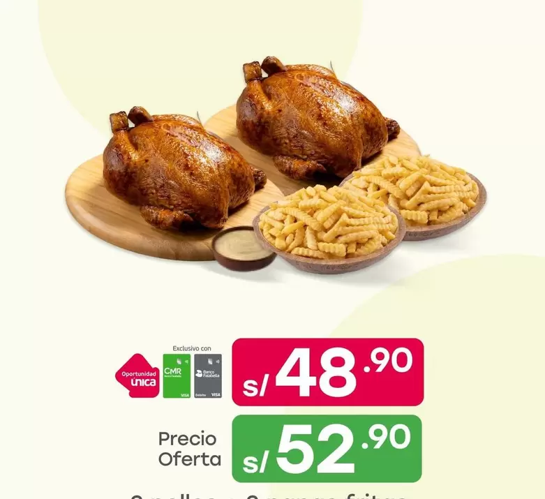 Pollo entero + papas fritas