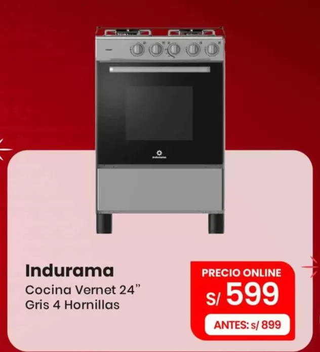 Indurama - Cocina Vernet 24" Gris 4 Hornillas