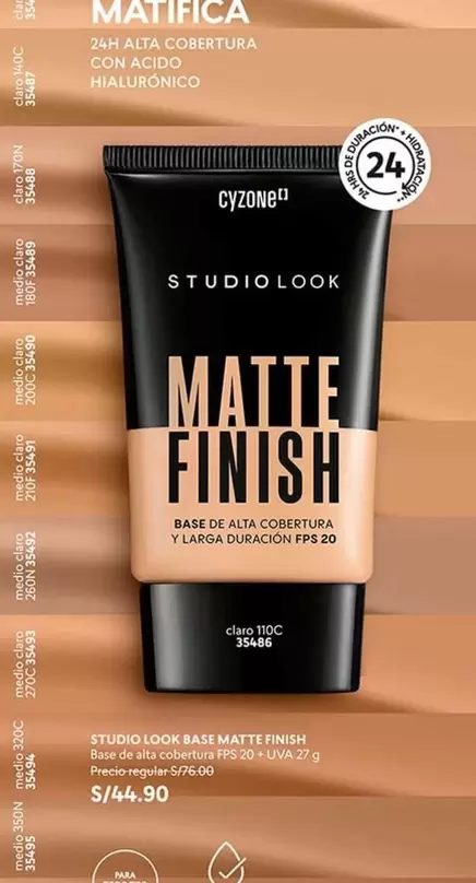 Studio - MATTE FINISH STUDIOLOOK BASE DE ALTA COBERTURA FPS 20 (35484)
