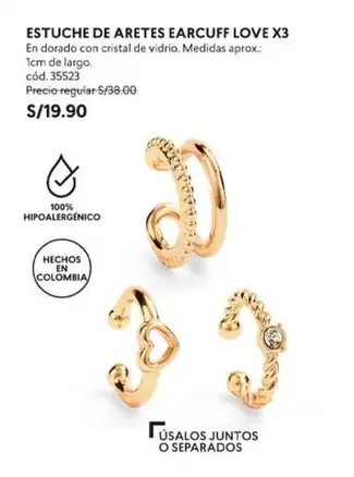 Dorado - ESTUCHE DE ARETES EARCUFF LOVE X3