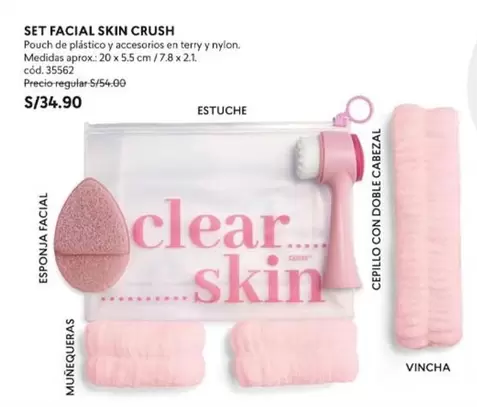 Crush - SET FACIAL SKIN CRUSH Pouch de plástico y accesorios en terry y nylon. Medidas aprox.: 20 x 5.5 cm / 7.8 x 2.1. cód. 35562