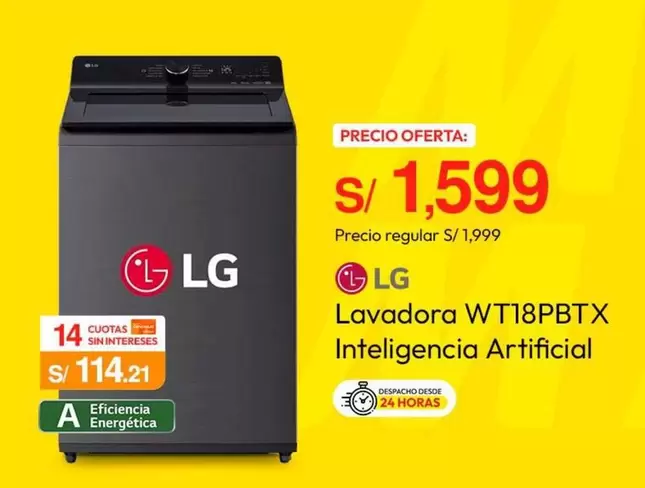 Lg - Lavadora WT18PBTX Inteligencia Artificial