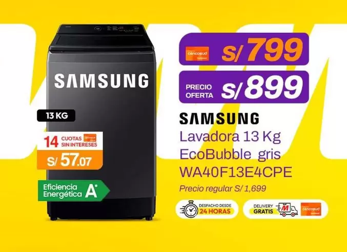 Samsung - Lavadora 13 Kg EcoBubble gris WA40F13E4CPE