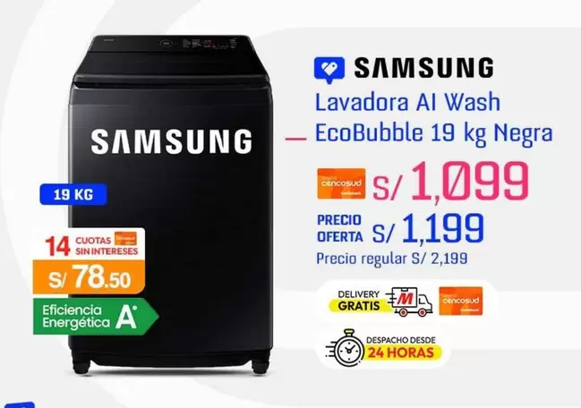 Samsung - Lavadora AI Wash EcoBubble 19 kg Negra
