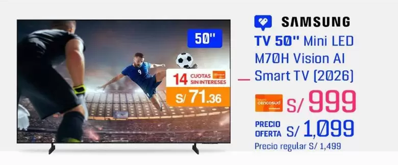 Samsung - TV 50" Mini LED M70H Vision AI Smart TV (2026)
