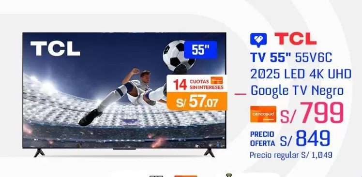 TV 55" 55V6C 2025 LED 4K UHD - Google TV Negro
