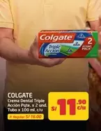 Colgate - Crema Dental Triple Acción Pqte. x 2 und. Tubo x 100 ml. c/u