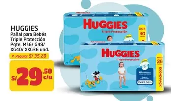 Huggies - Pañal para Bebés Triple Protección Pqte. M56/ G48/ XG40/ XXG36 und.