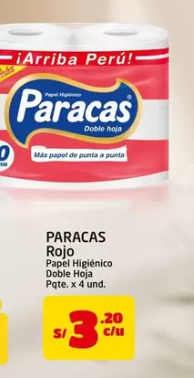 Paracas - Papel Higi00enico Doble Hoja Pqte. x 4 und.