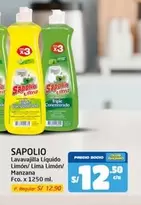 Sapolio - Lavavajilla Líquido Limón/Lima Manzana