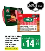 Suiza - Chorizo Parrillero Precocido/ Chorizo Precocido