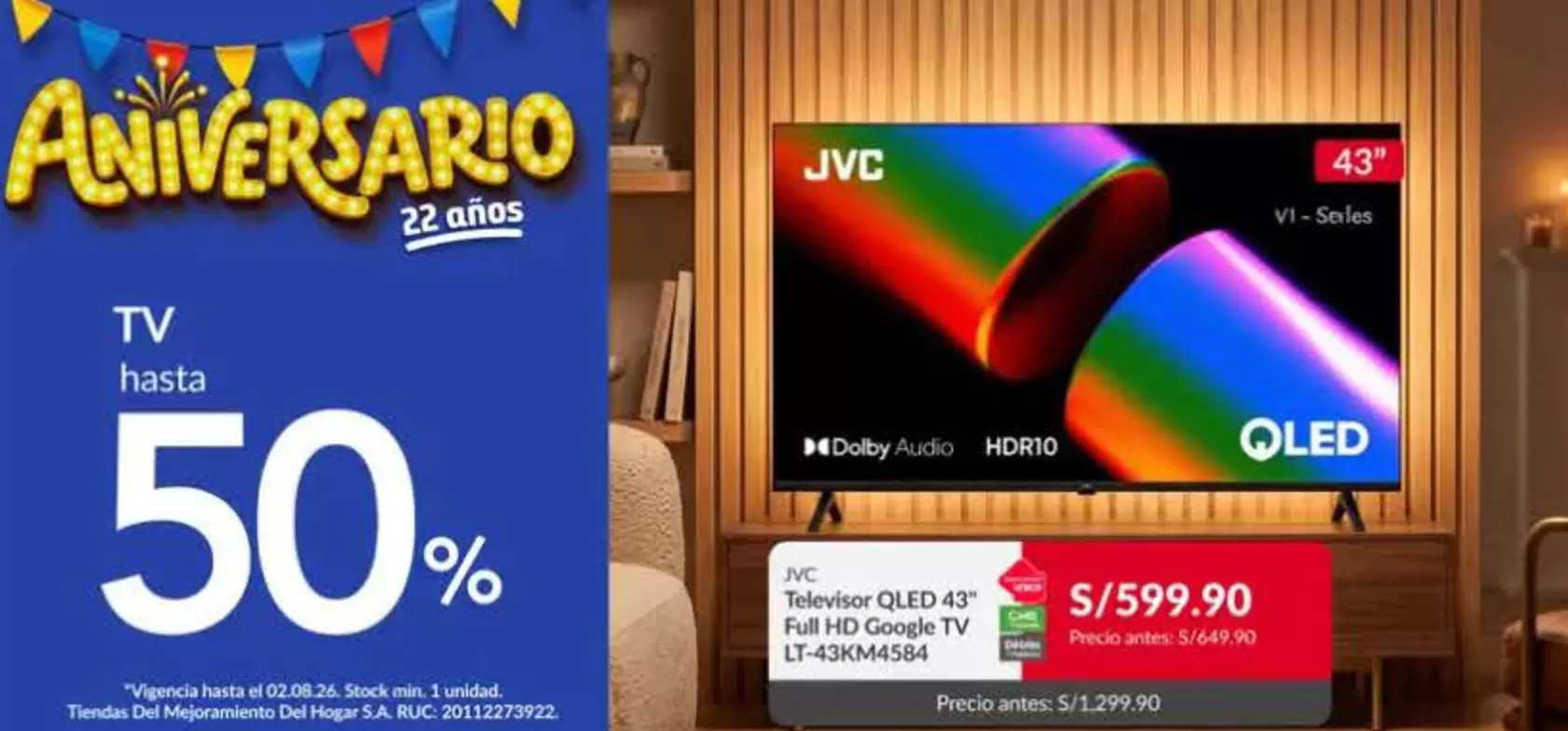 JVC - Televisor QLED 43" Full HD Google TV LT-43K404584