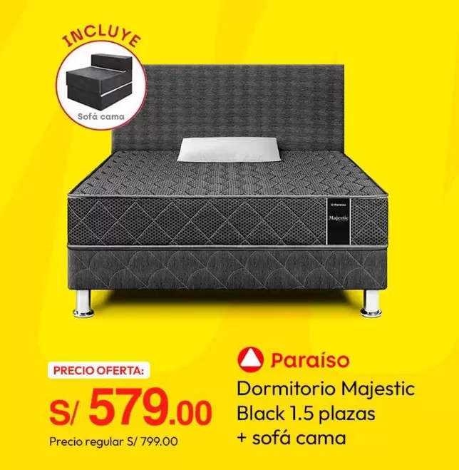 Paraiso - Dormitorio Majestic Black 1.5 plazas