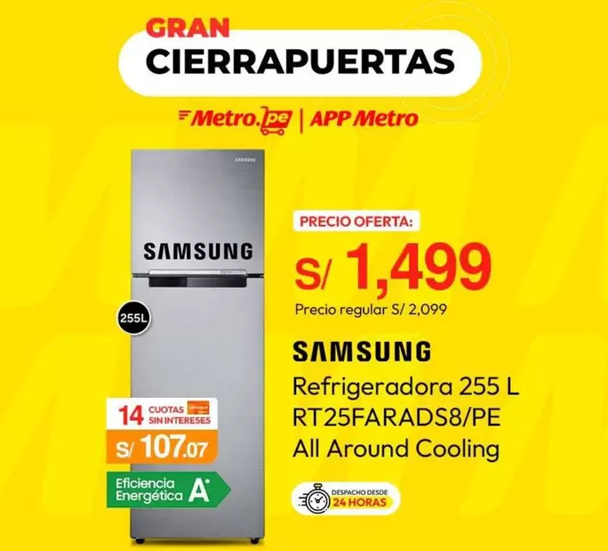 Samsung - Refrigeradora 255 L RT25FARADS8/PE All Around Cooling