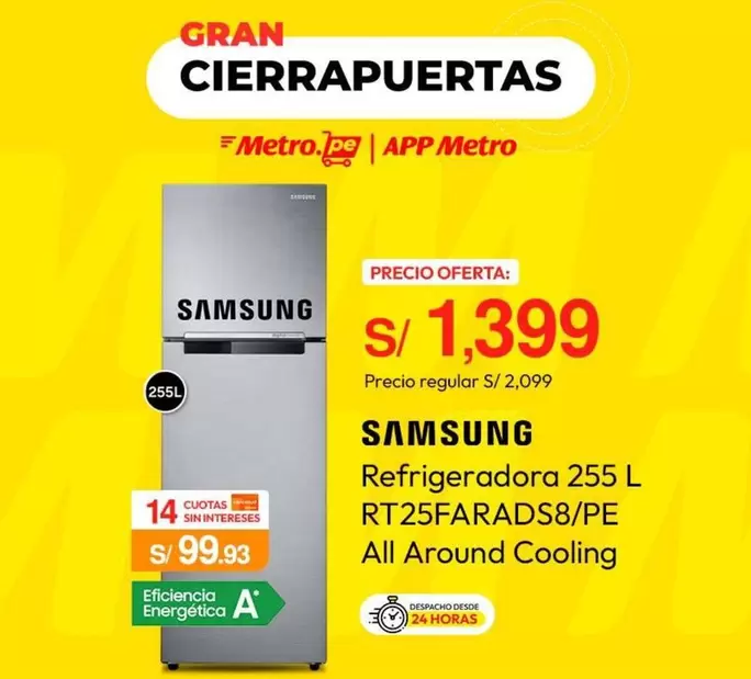 Samsung - Refrigeradora 255 L RT25FARADS8/PE All Around Cooling