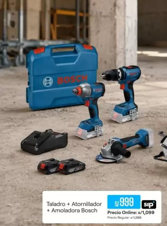 Bosch - Taladro + Atornillador + Amoladora