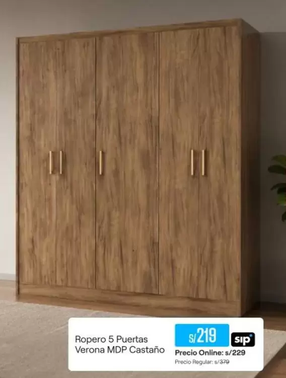 Ropero 5 Puertas Verona MDP Castaño