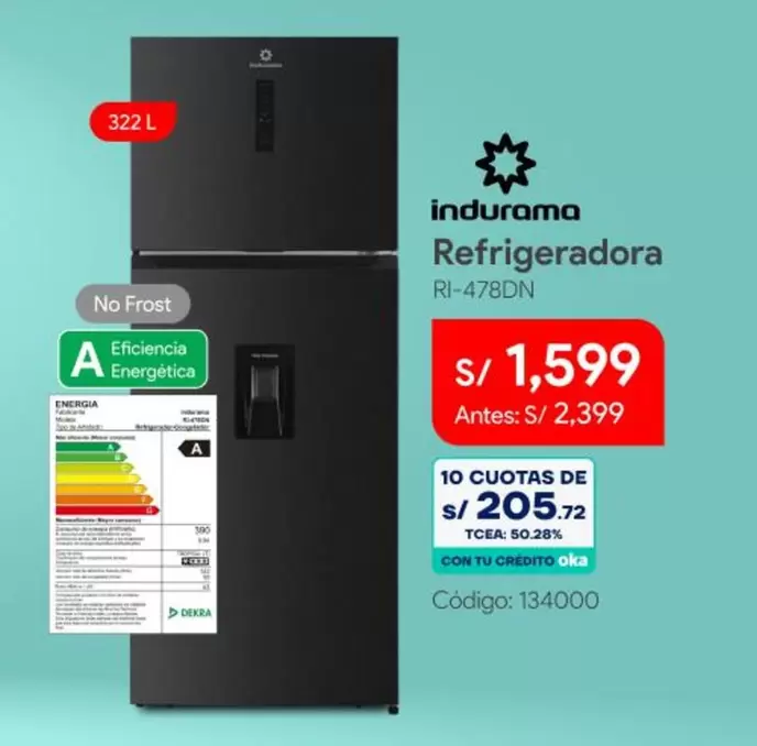 Indurama - Refrigeradora RI-478DN