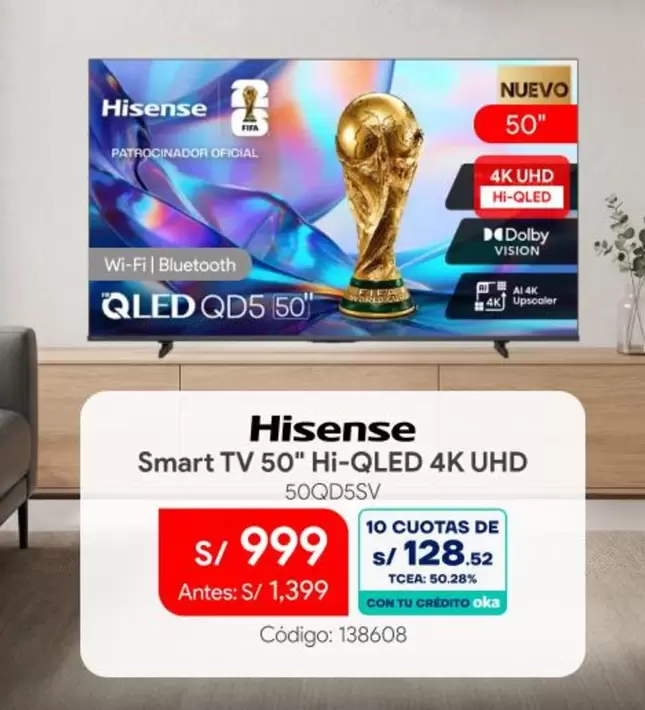 Hisense - Smart TV 50" Hi-QLED 4K UHD 50QD5SV
