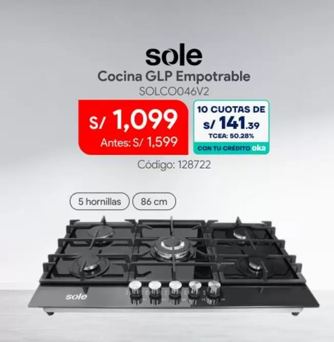 Sole - Cocina GLP Empotrable SOLCO046V2