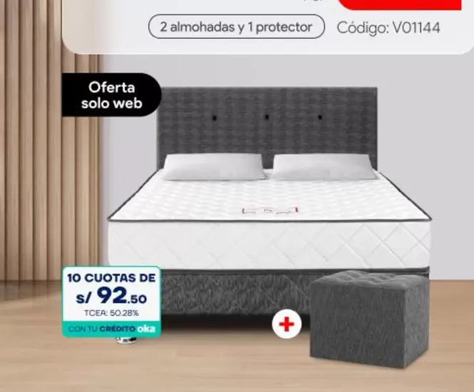 Solo - Base + Cabecero + 2 almohadas y 1 protector Código: V01144