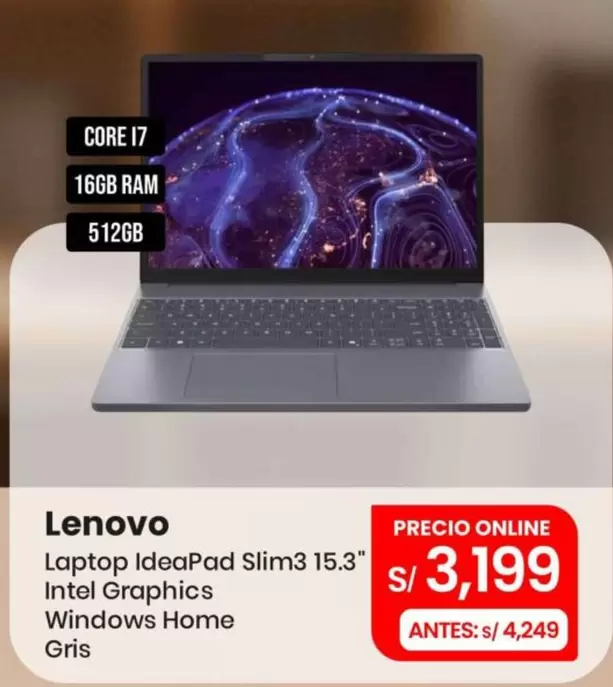 Lenovo - Laptop IdeaPad Slim3 15.3" Intel Graphics Windows Home Gris