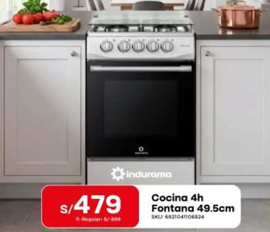 Indurama - Cocina 4h Fontana 49.5cm