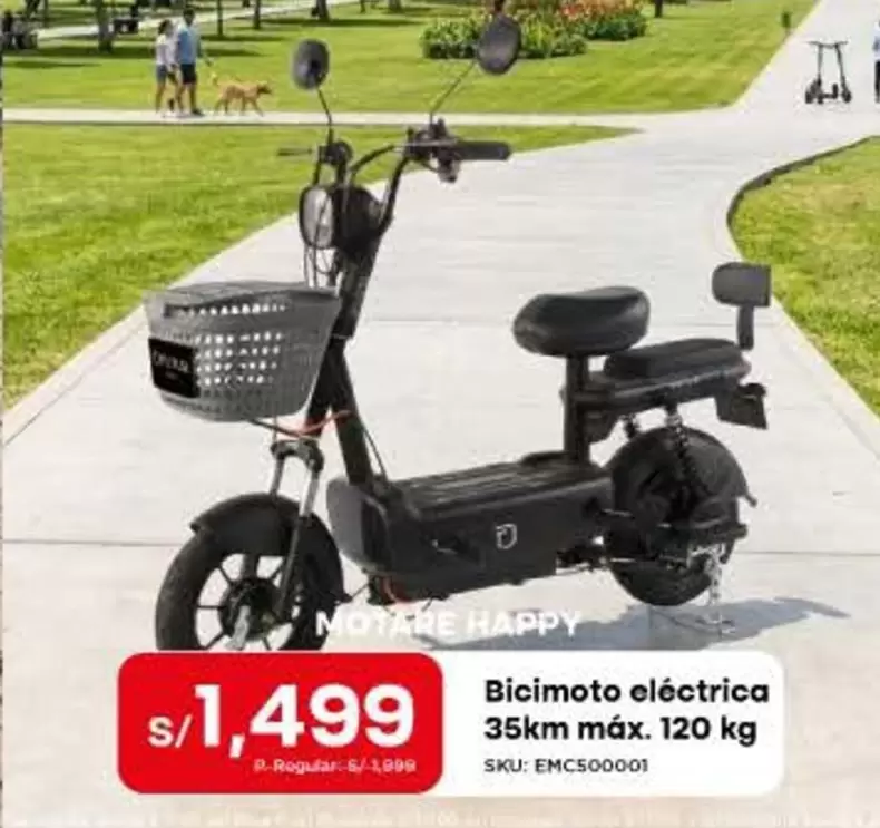 Bicimoto eléctrica 35km máx. 120 kg EMC500001