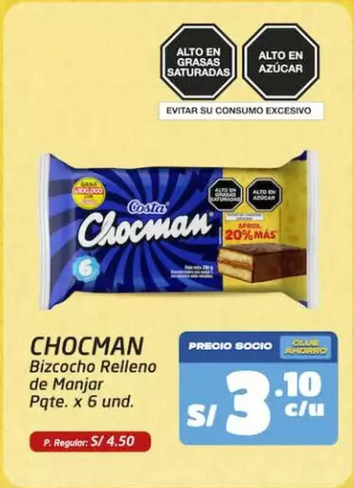 Chocman - Bizcocho Relleno de Manjar