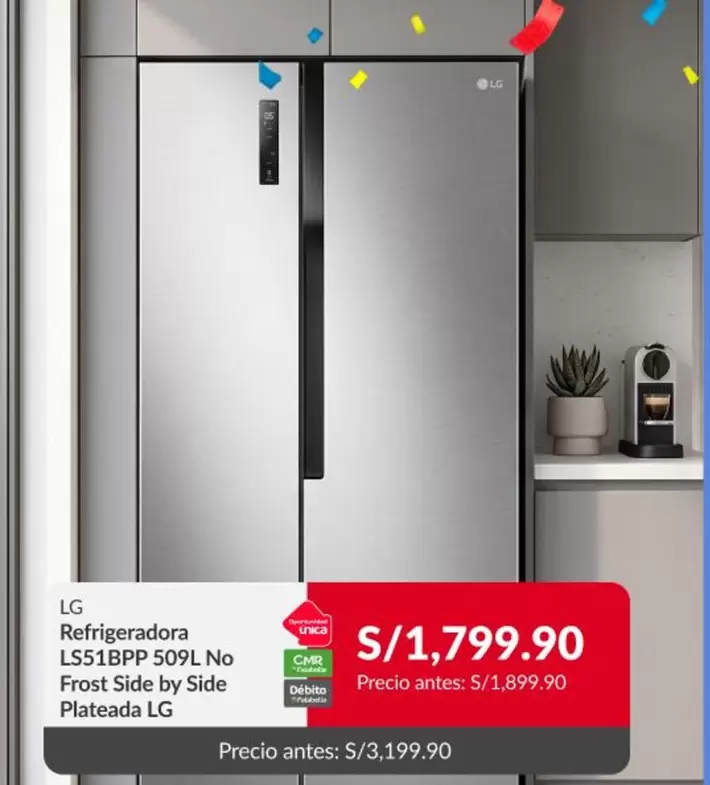 Lg - Refrigeradora LS51BPP 509L No Frost Side by Side