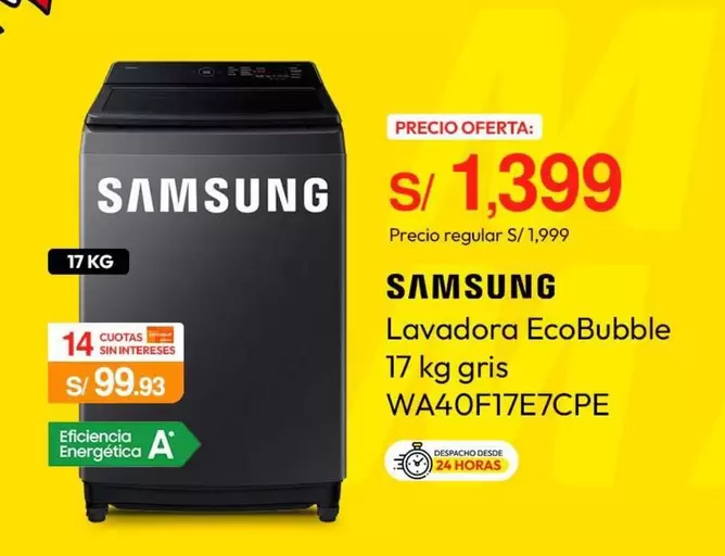 Samsung - Lavadora EcoBubble 17 kg gris WA40F17E7CPE