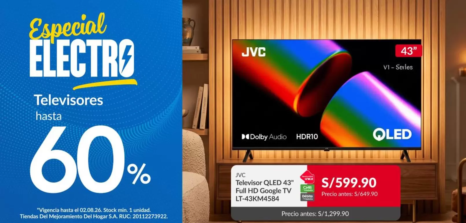 JVC - Televisores QLED 43" Full HD Google TV LT-43K345584